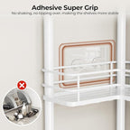 Orimade Rustproof 2 Tier Floor Standing Corner Shower Caddy Organizer with Toothbrush Holder, Large Spacing Floor Shower Shelf Rack Storage Stands with Hooks for Bathroom Kitchen, White