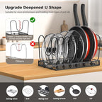 Housolution Pot and Pan Organizer Rack for Cabinet, Pot Lid Organizer with 7 Adjustable Dividers, Pan Holder Storage Rack for Kitchen Cabinet, Black