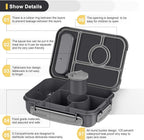 Bento Box Adult Lunch Box Kids,Lunch Containers for Adults/Kids/Toddler,5 Compartments Bento Lunch Box with Sauce Vontainers,Microwave & Dishwasher & Freezer Safe,BPA-Free (Dark Gray)