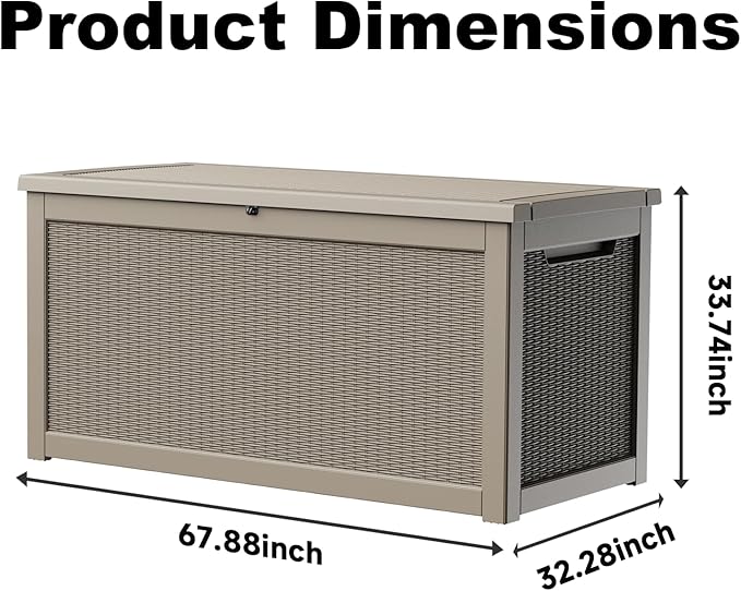 320 Gallon Deck Box Large Outdoor Storage Box Waterproof for Patio Furniture,Outdoor Cushions,Garden Tools and Pool Supplies,Weatherproof(Grey,320Gallon)