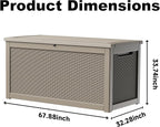 320 Gallon Deck Box Large Outdoor Storage Box Waterproof for Patio Furniture,Outdoor Cushions,Garden Tools and Pool Supplies,Weatherproof(Grey,320Gallon)