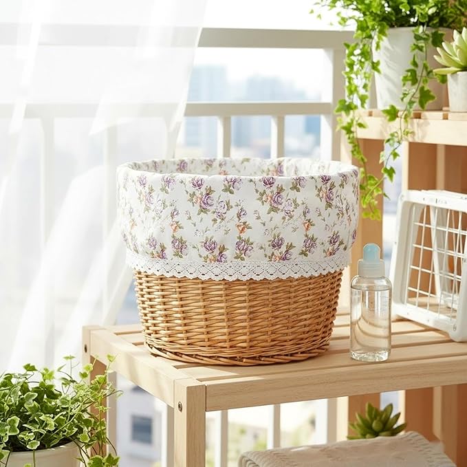 LOGOFUN Replacement Wicker Laundry Basket Liner Fabric Insert for Home Bedroom Utility Container