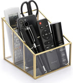 Sumnacon Glass Remote Control Holder, Gorgeous Remote Control Holder Caddy with 3 Compartments,Remote Control Storage Organizer Caddies for Table, Bedroom,Living Room, Hotel and Office