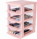 DOITOOL 4 Drawer Cube Storage Organizer Plastic Makeup Organizer Storage Station Cube, Desktop for Office Supplies, Makeup Supplies (Pink)