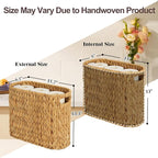 FairyHaus Wicker Toilet Paper Storage Basket with Buit-in Handles, 9 Rolls Natural Water Hyacinth Toilet Paper Holder Stand with Storage, Freestanding Handwoven Toilet Paper Holder Basket for Bathroom
