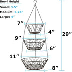 Heavy Duty - 3 Tier Hanging Kitchen Bronze Fruit Basket