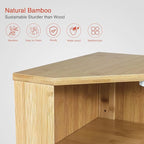 Bamboo Corner Bread Box for Kitchen Counter, 2 Tier Bread Keeper Wooden Round, Farmhouse Bread Storage Bin for Kitchen Countertop, Counter Organizer for Bread, Cup, Fruit, Spice, Snack