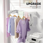 Clothes Drying Rack 31.5 inches Foldable Wall Mount Laundry Rack Folding Indoor Drying Rack Clothing Collapsible Hidden Space Saver with Wall Template 5 Rods White