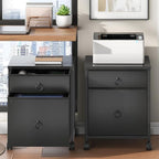 HOOBRO File Cabinet, 2-Drawer Vertical Mobile Office Cabinet, Rolling Printer Stand, for A4/Letter Size Files, Nonwovens Drawer, for Home Office, Black BB21WJ01
