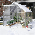 Aluminum Greenhouse with Polycarbonate Panels, Walk-in Garden Greenhouse for Outdoor Plant Growing, Durable Structure for Year-Round Gardening (Silver + Aluminum-4)