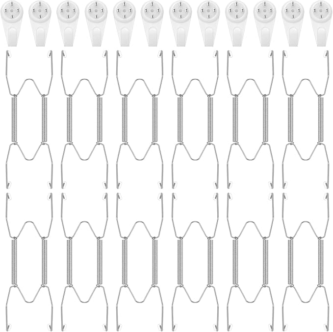 Hotop 12 Pieces Plate Hangers for Wall Stainless Steel Wire Invisible Heavy Duty Plate Hangers Display Holders with 12 Pieces Hooks for Wall Decorative(4-5 Inch,Silver)