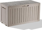 75 Gallon Outdoor Deck Box,Waterproof Resin Outdoor Storage Boxes, Outside Storage Lockable Container for Garden Tools,Indooor Cushions,Accessories (Grey)