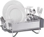 KitchenAid Compact Space Saving, Dish Rack with Removable Flatware Caddy and Angled Self Draining Drainboard, Satin Gray, 15-Inch-by-13.25-Inch