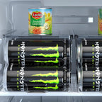 Soda Can Organizer for Refrigerator for Tall Cans of 16oz & 17oz, Stackable Beverage Cans Container Holder Dispenser with Lid for Fridge Pantry Rack Freezer (One Pack)