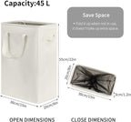 Chrislley 45L Slim Laundry Hamper Narrow Laundry Basket with Handle Foldable Dirty Clothes Portable Skinny Hamper Organizer Storage Bins (22 inches, beige)