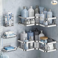Veken Corner Shower Caddy 5-Pack, Advanced Rustproof Design, No Drilling Adhesive Shelves, Rack with Soap Holder, Large Capacity Bathroom Organizers and Storage, Wall-Mounted Kitchen&Home Decor,Silver