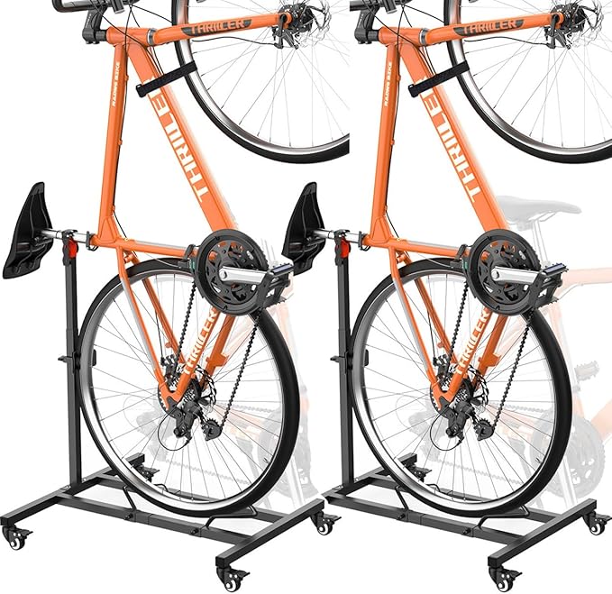2PC Vertical Bike Stand,Freestanding Space-Saving Bike Rack with Adjustable Height for Wheels Sizes up to 29”,Indoor Bike Storage Rack,Garage & Apartment,Upright Bicycle Floor Holder for MTB Road Bike