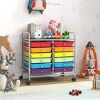 GOFLAME 12-Drawer Rolling Storage Cart, Multifunctional Art Craft Organizer Cart, Mobile Utility Storage Cart with Removable Drawers & Lockable Wheels, Craft Cart for Home Office School, Multicolored