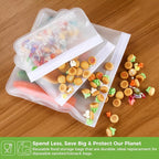 SPLF 6 Pack Dishwasher Safe Reusable Gallon Freezer Bags, BPA FREE Extra Thick Reusable Storage Bags Leakproof Silicone and Plastic Free for Marinate Meats, Cereal, Sandwich, Snack, Travel Items