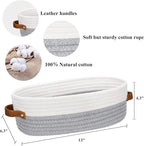 Bathroom Countertop Organizer Basket, Cotton Rope Woven Storage Basket Toilet Paper Decorative Basket for Bathroom, Bedroom, Living Room, Entryway 13"x6.3"x4.3" (Off White/Gray)
