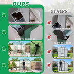 Polycarbonate Greenhouse with Rain Gutter and Roof Vent, Raised Base and Anchor Aluminum Heavy Duty Walk-in Green House, Outdoor Patio Sunroom for All Season (Green, 97*72.83*86.42in)