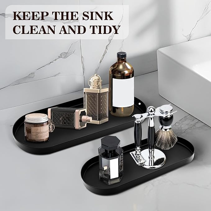 Toilet Tank Tray Bathroom Tray for Counter Top Organizer Black Metal Toilet Paper Basket Storage Toiletries Organizer for Bathroom, Living Room and Kitchen