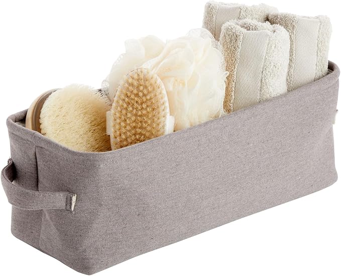 Juvale Rectangular Toilet Paper Storage Basket - Space-Saving Narrow Bathroom Storage Bin - Toilet Paper Organizer & Countertop Bathroom Caddy - Jute Fabric Bin - Gray, 16 x 6 x 5.5 in