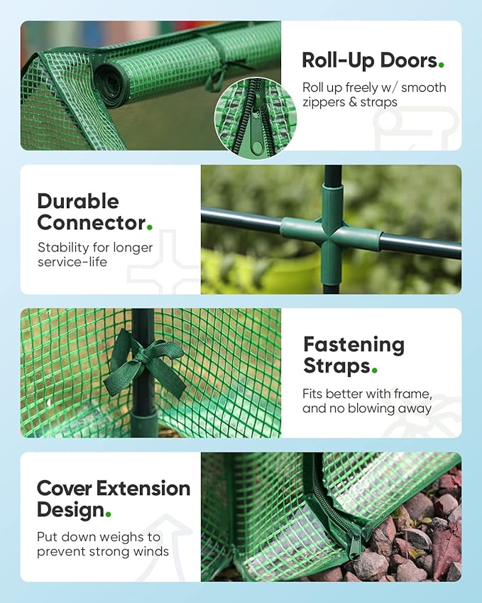 Quictent Mini Greenhouse, Portable Quick-Setup Small Tabletop Waterproof UV Protected PE Cover Shelter for Outdoors/Indoors W/ Raised Base for Garden Plant Seed Starting, 71"x36"x36", Green