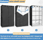 Wire Rack Covers,Heavy Duty 600D Dustproof Waterproof Storage Rack Covers for Metal Shelves,Storage Shelf Cover with Zipper for Wire Shlef,48''W x 19''D x 72''H,Black with Clear Front