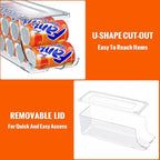 2 Pack Soda Can Organizer for Refrigerator, Stackable Canned Food Pop Cans Container Can Holder Dispenser with Lid for Fridge Rack Freezer, Clear Storage Bins-Holds 12 Cans Each (Clear)