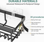 Veken Shower Caddy 6-Pack, Advanced Rustproof Design, No Drilling Adhesive Shelves, Rack with Soap Holder, Large Capacity Bathroom Organizers and Storage, Wall-Mounted Kitchen & Home Decor, Black