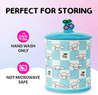 Silver Buffalo Sanrio Hello Kitty and Friends Cinnamoroll Cherries Blue Checkered Ceramic Cookie Snack Jar (Large)