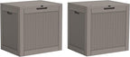 32 Gallon Outdoor Storage Box, Resin Deck Boxes Outdoor Waterproof For Patio Furniture, Garden Tools, Pool Supplies, Lockable And UV Resistant (a Set of 2,Rattan Gray)