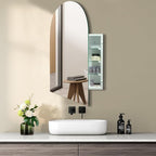 Arched Medicine Cabinet with Mirror, 20x30 Inch, Wall Cabinet with Frameless Mirror, Recessed Or Surface Mount for Bathroom Bedroom with Storage, Bathroom Medicine Cabinet