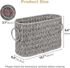 Toilet Paper Basket for Bathroom, Large Storage for 6 Mega Rolls, Free Standing Wicker-Style Toilet Paper Holder Organizer, Boho Decorative Bathroom Bin, 15.75" x 6.5" x 9.45" (Gray)