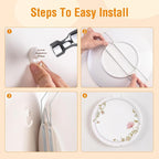 5 Pack Plate Hangers for The Wall, Suitable for 6-8 inch Art Plate, Stainless Steel Invisible Heavy Duty Wire Plate Holder with Wall Hooks, Plate Hangers for Displaying Plates, Platter, Dish, Silver