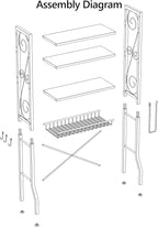 Aduanbang Over-The-Toilet Storage Shelves, 4-Tier Bathroom Organizer with Adjustable Feet Pad and Basket, Freestanding Space Saver (White)