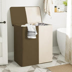 WOWLIVE Double Laundry Baseket with Lid and Removable Laundry Bags,154L Large Laundry Hamper 2 Section Collapsible Dirty Clothes Hamper for Laundry Room,College Dorm,Bathroom,Brown and Beige