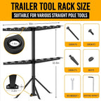 Utility Trailer Tool Rack, Shovel Rack for Truck, Rake Shovel Holder Landscape Hand Tool Accessories for Trailer Truck with 8 Rubber Holes with Brackets, Standard Black