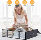 StorageRight Under Bed Storage Bags 6 Pack, 40L Large Clothes & Comforter Storage Containers with Clear Window, Breathable Fabric Organizer for Blankets, Bedding, Seasonal Clothing, Grey