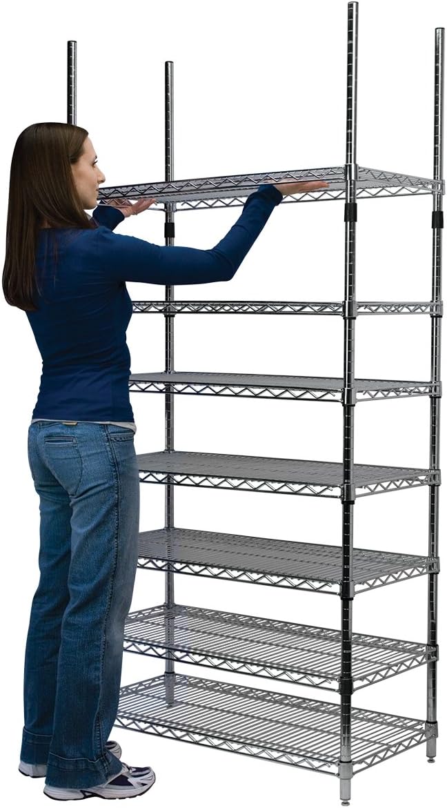 Akro-Mils AWP54UPRIGHT 54-Inch NSF Certified Industrial Grade Chrome Wire Shelf System Upright Leg Post Poles, (4 Pack)