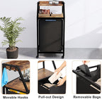 Laundry Hamper, Laundry Sorter, Rolling Laundry Basket with Wheels, 2 Shelves, 18 Gal(68L), Pull-Out and Removable Oxford Fabric Bags, for Laundry Room, Black and Rustic Brown