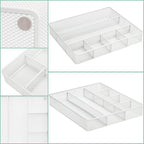 Annova Desk Top Organizer Tray for Office Organization - Metal Mesh - Storage Tray with Dividers for Pens, Desktop Accessories, Bathroom, Kitchen, Makeup and Office Supplies (Large, White)