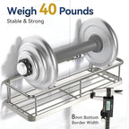 YASONIC Shower Caddy Adhesive, No Drill Bathroom Shower Organizers, with Removable Hooks, Rust Proof Shower Shelves, Wall-Mounted Shower Holder, 2 Pack Silver