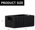 Small Wicker Baskets, Wicker Woven Storage Basket Toilet Paper Baskets with Handles, Towel Basket for Bathroom Organizing Shelves (Black)
