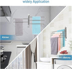 5 Arm Swivel Towel Bar - Heavy Duty SUS304 Stainless Steel Swing Towel Rack for Bathroom, 180° Rotation Wall Mount Towel Holder with Hook, Space-Saving Organizer for Kitchen, Laundry Room