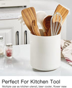 getstar Large Utensil Holder for Kitchen Counter,7.2" Vintage Ceramic Utensils Crocks Utensil Organizer for Spatula Farmhouse Kitchen Decor