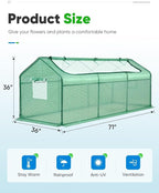 Quictent Mini Greenhouse, Portable Quick-Setup Small Tabletop Waterproof UV Protected PE Cover Shelter for Outdoors/Indoors W/ Raised Base for Garden Plant Seed Starting, 8 Stake, 95"x36"x36", Green