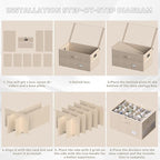 2 Pack Shoe Organizer for Closet Large Shoe Box Storage Containers with Clear Window Space Saving Shoe Bin with Foldable Bottom Support Adjustable Dividers Fits 36 Pairs (Beige, (24.4*16.5*13inch)x2)