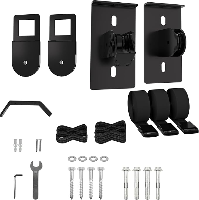Ladder Storage, Larger Pulley Ladder Hoist, Self Locking Function Ladder Hanger, Garage Ceiling Mount Lift System for Kayak, Cargo Box, Canoe, Bike,Fit 10-14 Foot Ceilings, Hold 150 lbs